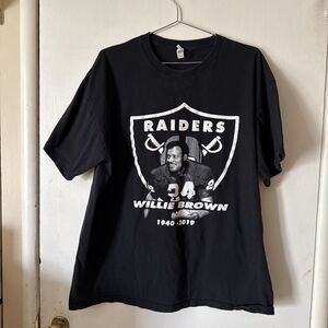 Rare Oakland Raiders Willie Brown Remembrance 2 Sided T Shirt 24 | XL TG